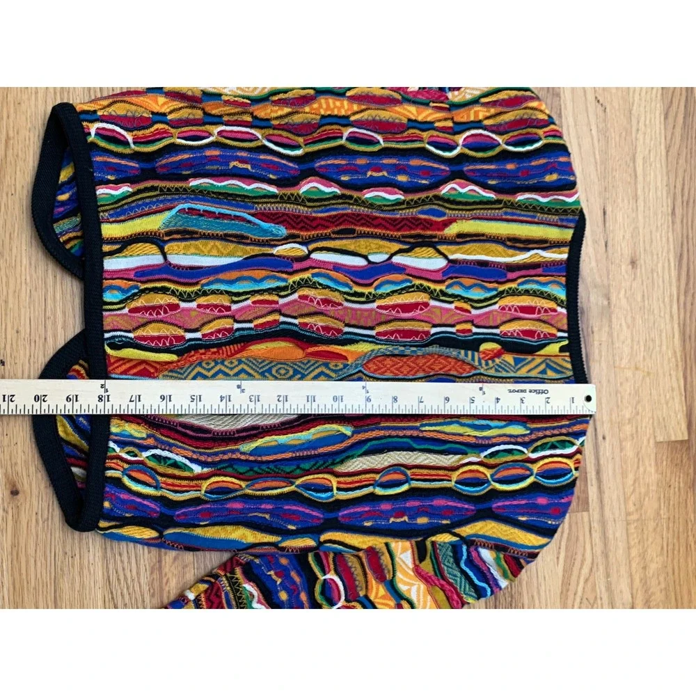Coogi Australia Vintage 3D Knit Cardigan Sweater Multi Color Cotton Womens M - Picture 6 of 9